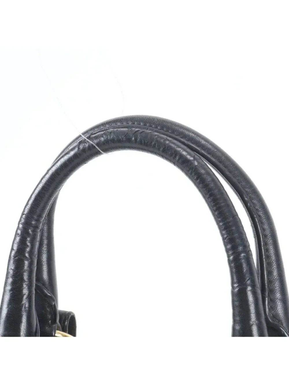 Prada Tessuto Nylon Gathered Leather Tote Shoulder Hand Black